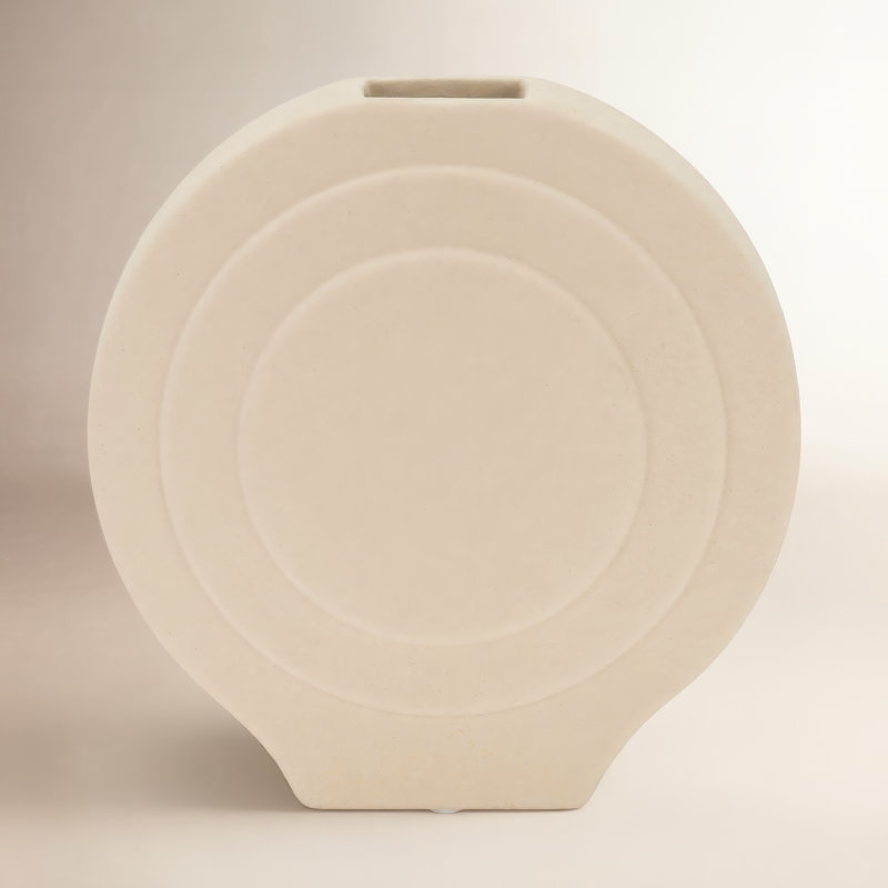 7" Dolomite Round Vase, Solid Color, Modern Touch to Any Room, Cotton