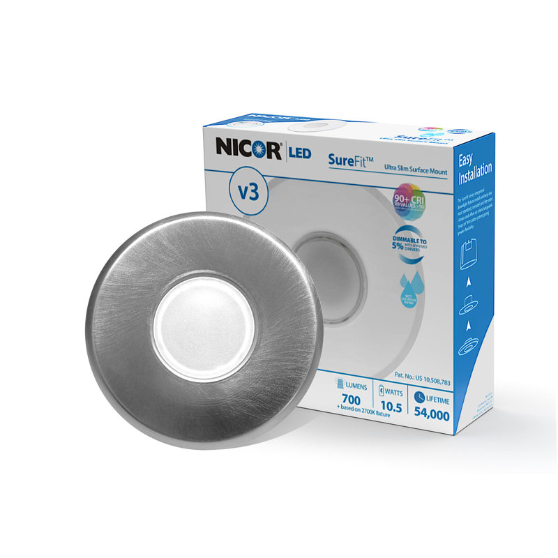 Ensemble d'éclairage encastré rond sans DEL 3000 K DLFv3, Nickel