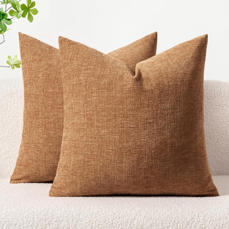 Paquet de 2 housses de coussins décoratifs en chenille pour canapés de salon