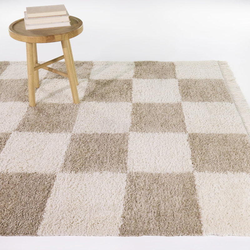 Tapis beige à poils longs brun Bruno, Rectangle 5 pi 3 po x 7 pi