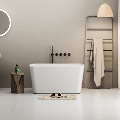 49 - Inch Square Shaped Acrylic Soaking Bathtub, Japanese Hot Tub, Glossy White, Overflow, Quick Drain, , Low Cost Installation, Compact For City Dwellings Tub With Shape, Style White Finish, Easy