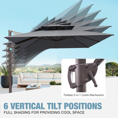 Parasol excentré en porte-à-faux de 141 po x 104 po, base incluse