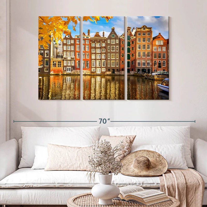 Bâtiments de Sireci au canal Amsterdam, H 32 po x l 50 po