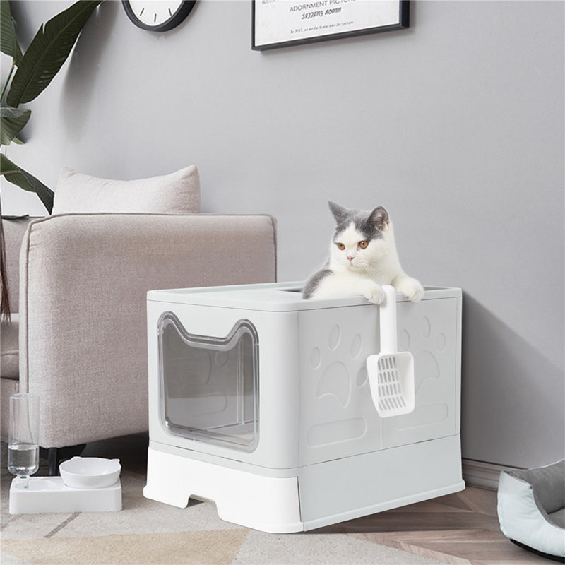Kenya Plastic Litter Box Enclosure with Scoop, White