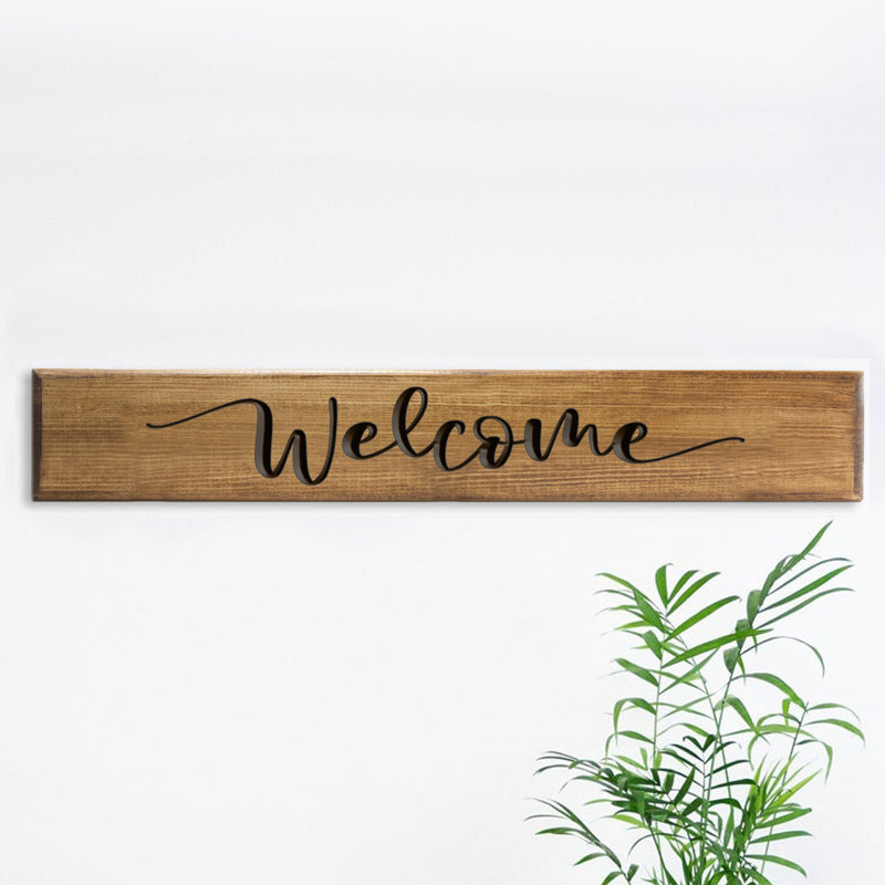 Engraved 'Welcome' Pine Sign 60cm