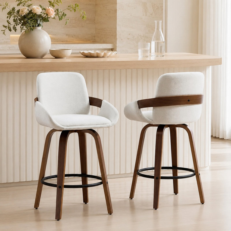 Tabouret de bar et de comptoir pivotant, Blanc, 2