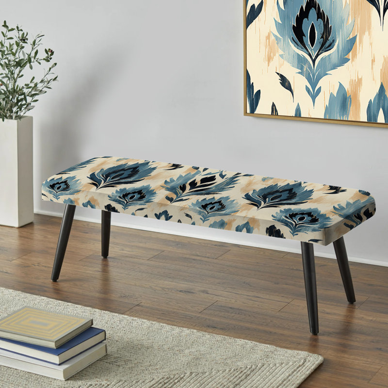 Banc bleu et beige artisanal Ikat Heritage - Ikat
