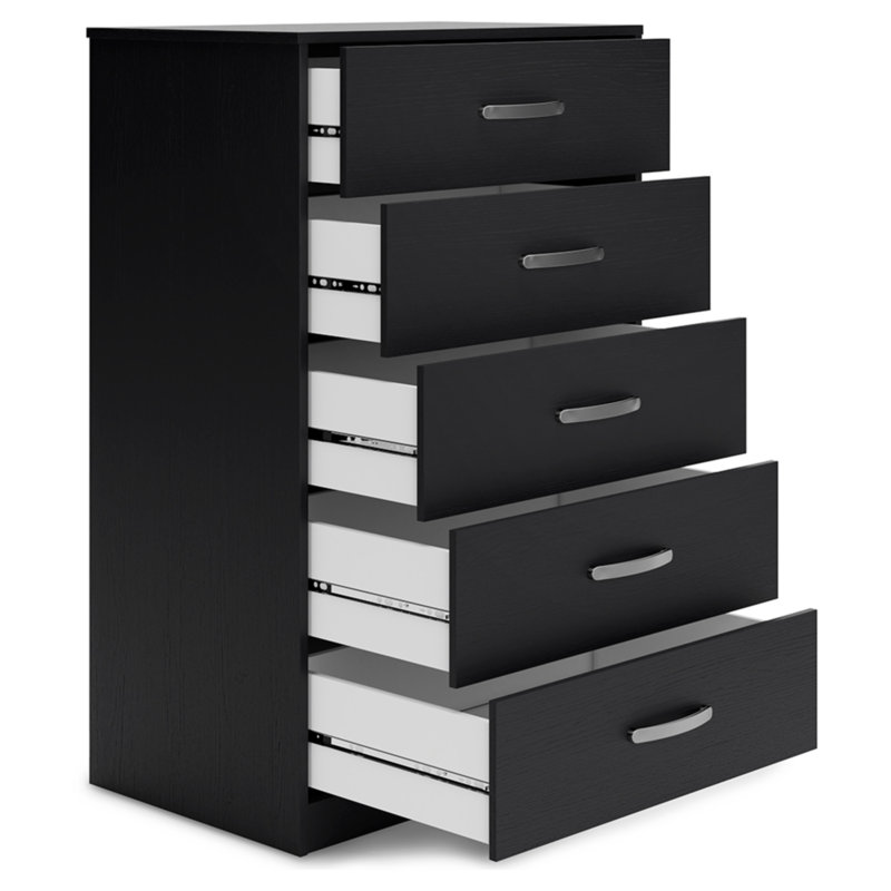Commode 5 tiroirs Arkoe, Noir mat, H 41,34 po x l 26,73 po x P 15,83 po