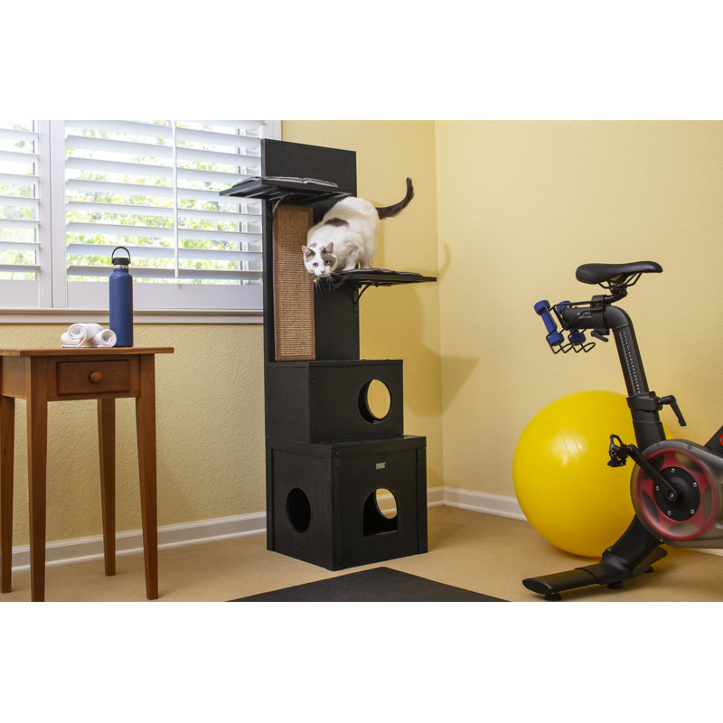 60" Draco Cat Tree with Scratch Pads, Espresso