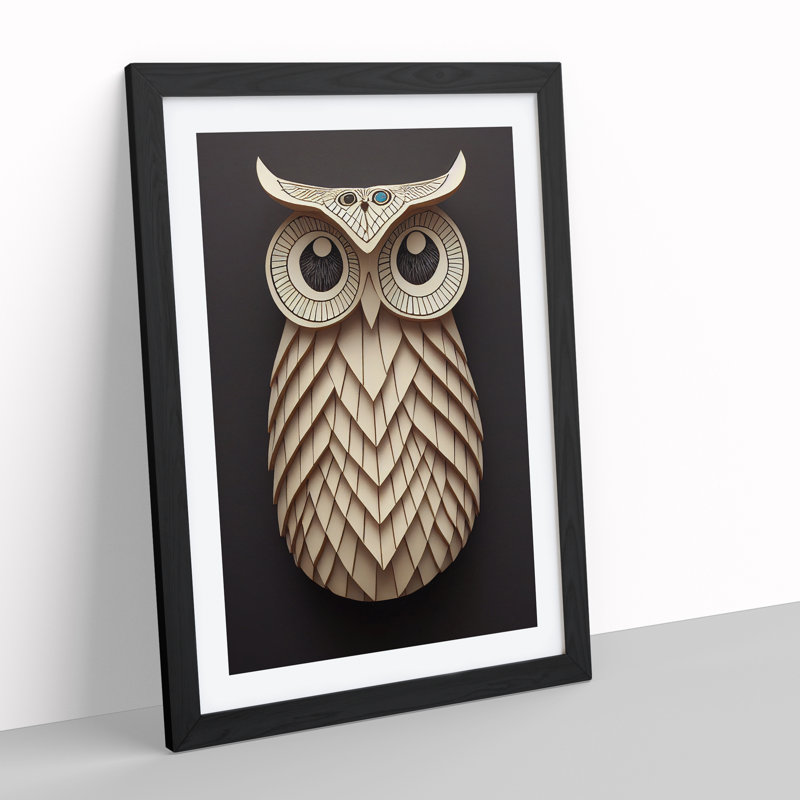 Paper Owl - Single Picture Frame Print, Black Framed, 34cm H x 25cm W x 2cm D