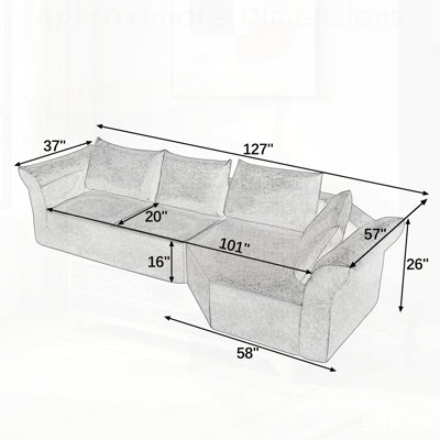 Modern Minimalist Modular Sectional Sofa, Right Arm, Wide Armrests & Throw Pillows, Elegant Curved Corner Sofa for Living Room & Bedroom