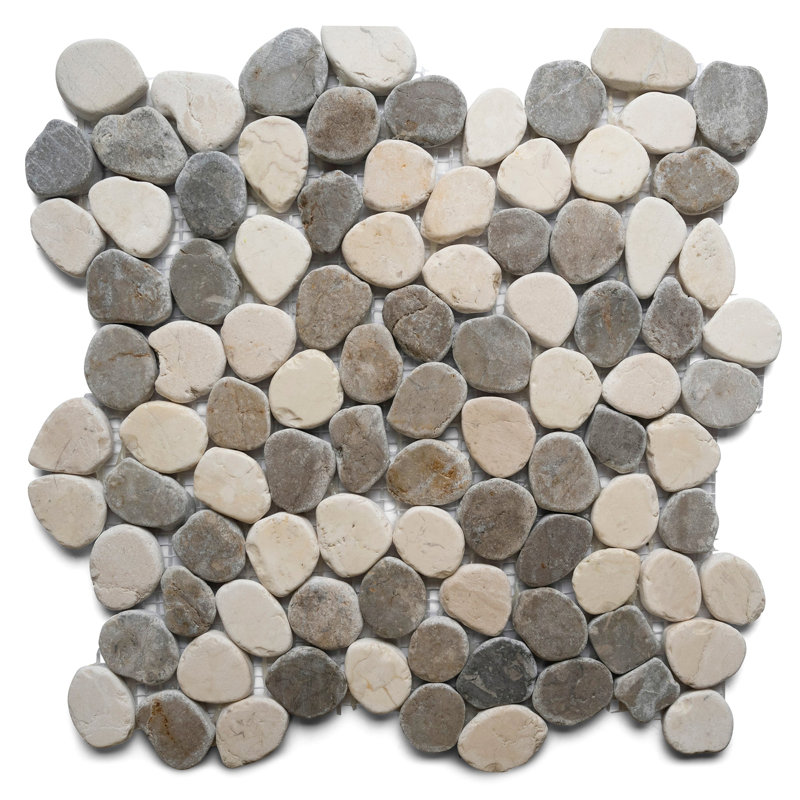 Carreau de mosaïque en marbre ovale gris et blanc CNK Tile