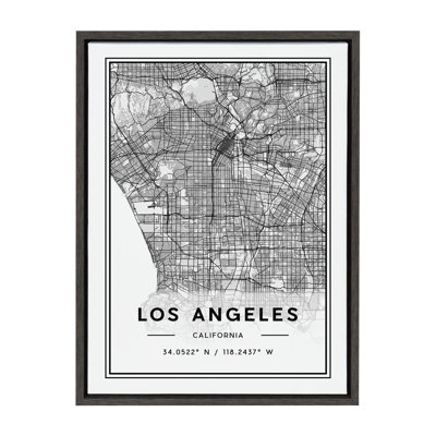 Los Angeles Modern Map by Jake Goossen Framed Canvas Wall Art Print
