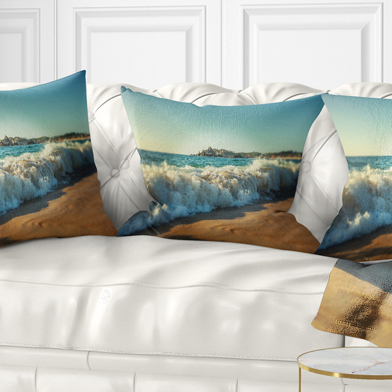 Oreiller vagues de plage pour le sable, Carré 18 po x 18 po