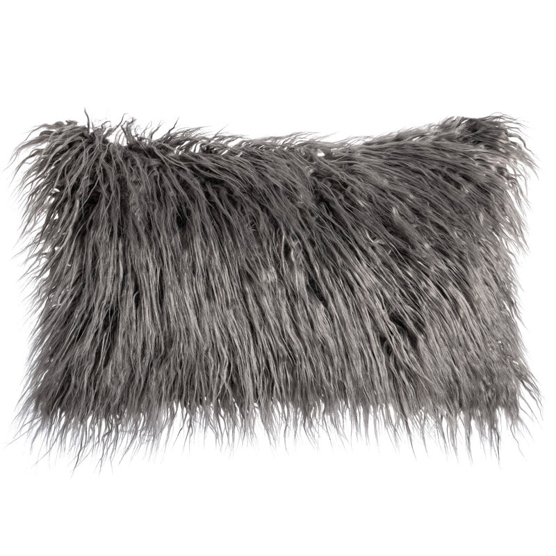 Housse de coussin en fausse fourrure seulement, Gris foncé