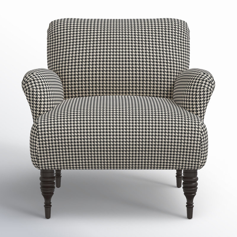 Bershire 32Cm W Cotton Armchair, Chunky Houndstooth Charcoal