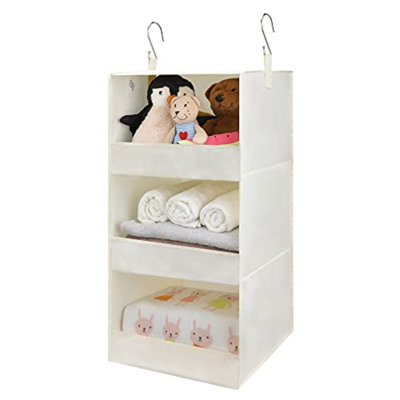 Rangement à 3 tablettes, rangement pour garde-robe pliable, tablettes suspendues pour garde-robe et garde-robe pour véhicule récréatif, beige, H 29 ½ po x l 12 po x P 12 po, paquet de 1