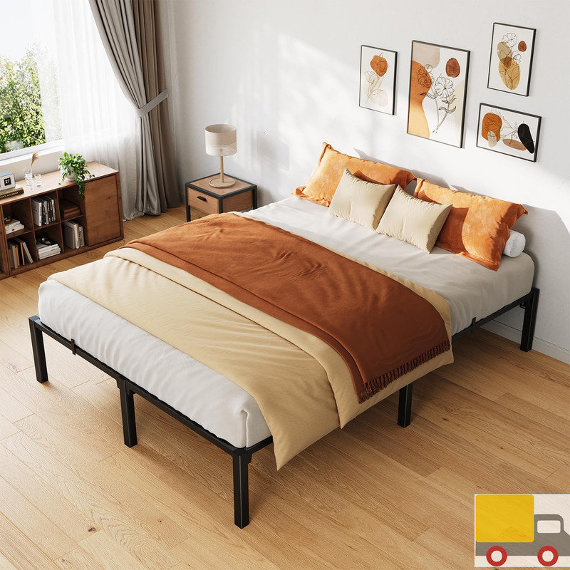 Metal Bed Frame, Heavy Duty Platform with 800 lbs Support, No Box Spring Needed, Easy Tool-Free Assembly, Noise-Free Design