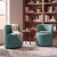 Fauteuil d'appoint pivotant en lin, tabouret de meuble-lavabo rond à dossier courbé, fauteuil d'appoint rembourré confortable pour coin-salon de chambre à coucher-132379926