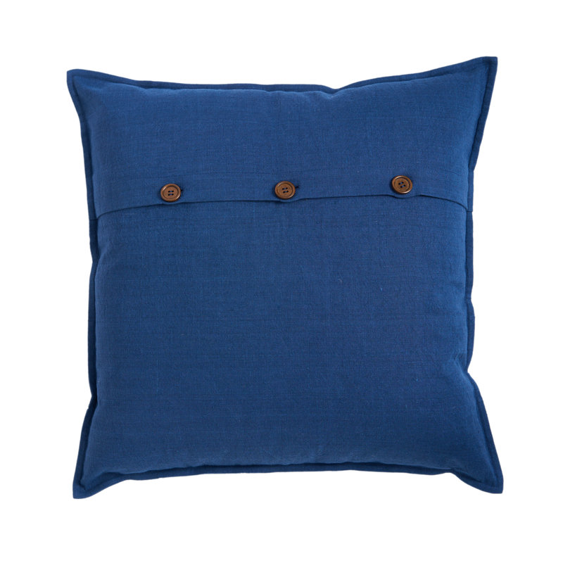 Grid & Flowers Pillow Cover 20x20 Inch, Navy;Brown