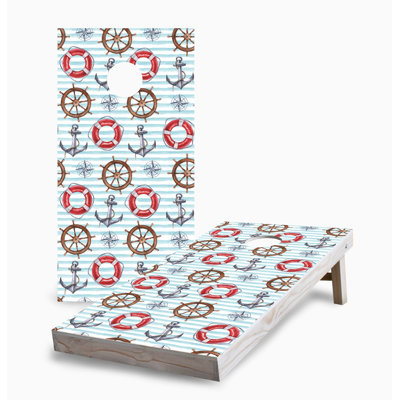 Nautical Stripe Pattern 2x4 Cornhole Board Set | Includes (2) Boards (8) Bags & Optional Accessories