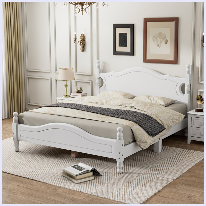 Lit plateforme Mariacamila, Grand lit, Blanc incorrect