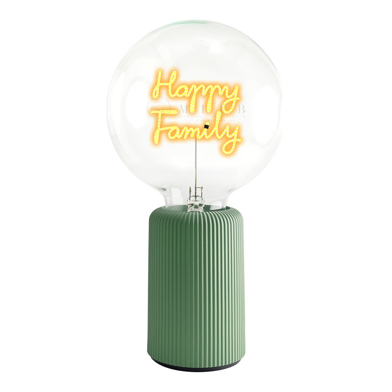 Ampoule HAPPY FAMILY ambre avec base de lampe de table PORTABLE Pop Nomad, H 19 po x l 6,8 po x P 13 po, Vert