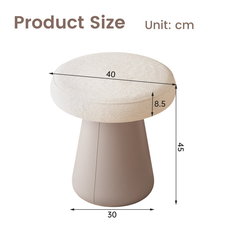 40CM White Round Vanity Stool / Decorative Stool