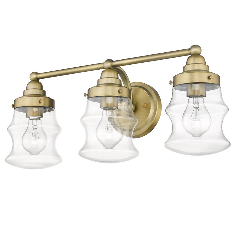 3 - Light Dimmable Vanity Light, Antique Brass