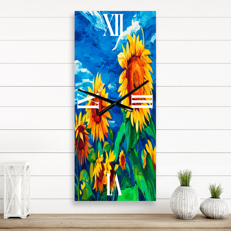 Horloge murale deux tournesols sous un ciel, Grand