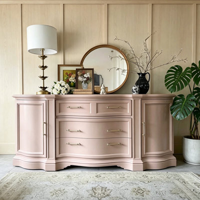 American Country Style Pink Entryway Cabinet