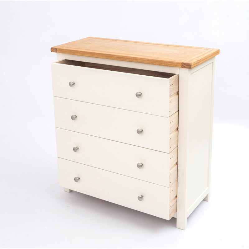 Audrey 4 Drawer Chest of Drawers, Off White/Brown