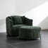 Fauteuil demi-tonneau pivotant moderne de 39 po, fauteuil de lecture rembourré avec coussins et repose-pieds avec rangement