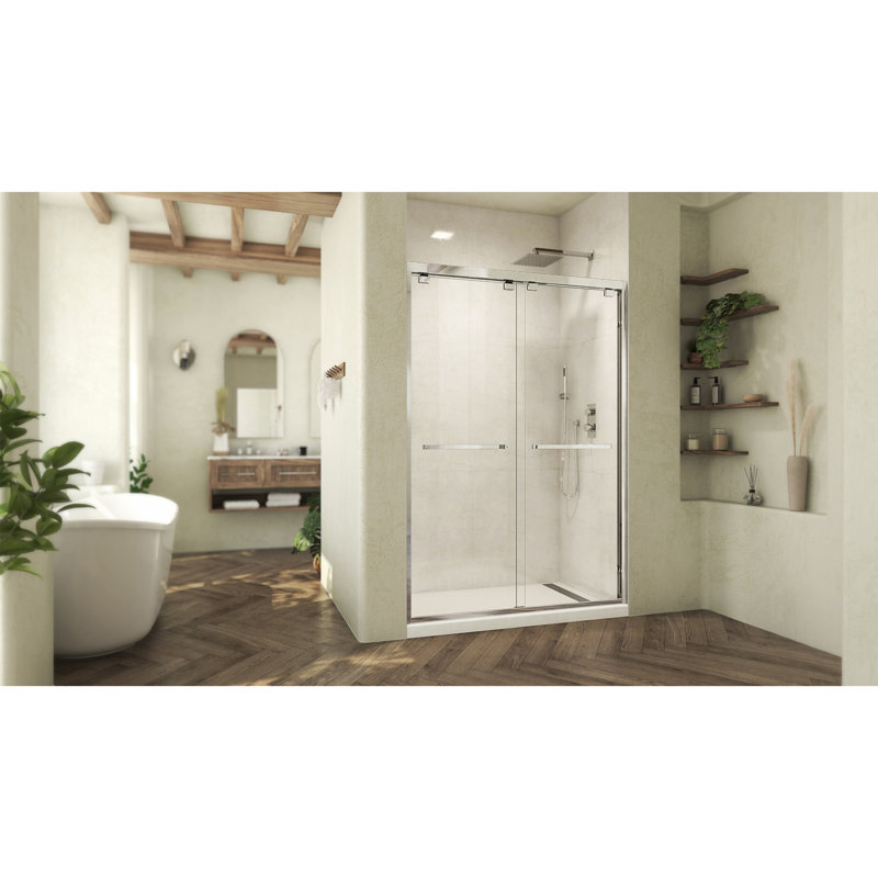 Abbey 50 in. Frameless Chrome Sliding Shower Door