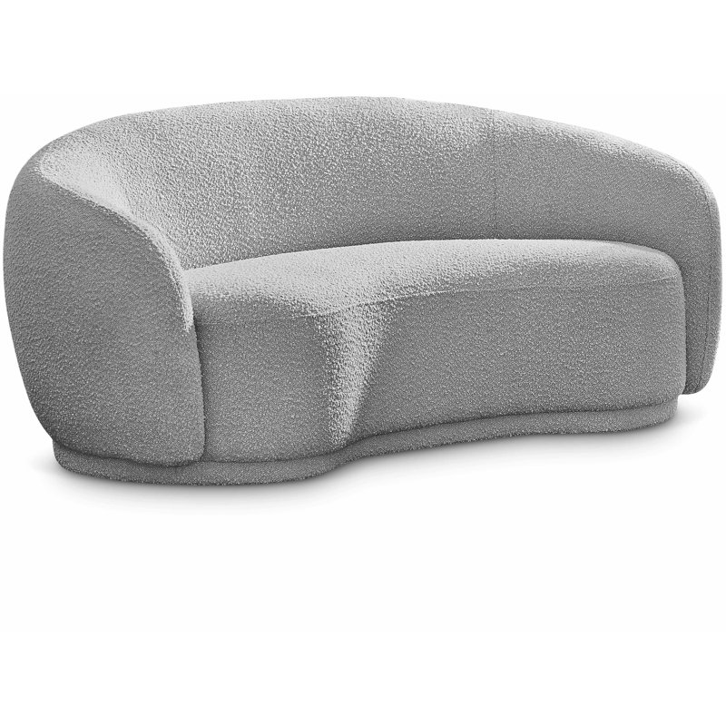 Canapé Chesterfield Hyde, Tissu gris bouclé, H 27,5 po x l 64 po x P 38 po