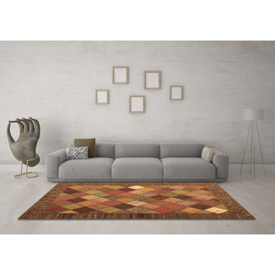Tapis contemporains brun lavable à la machine 2642