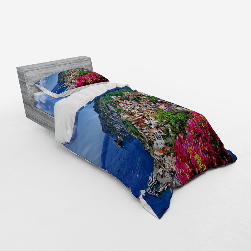 Ensemble de housse de couette en microfibre bleu / rouge / vert, Housse de couette simple + 6 pièces supplémentai