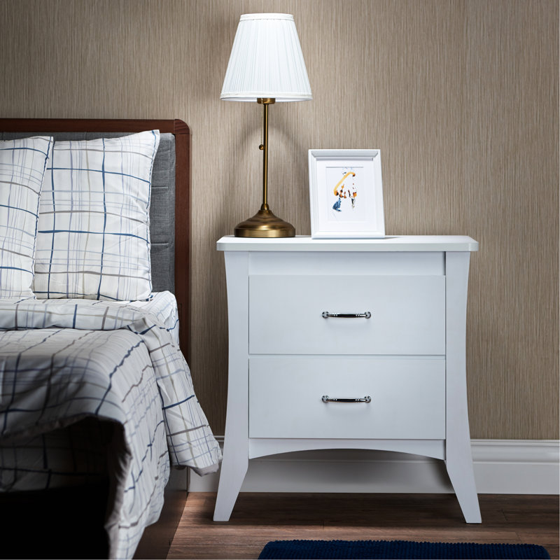 2 Table de chevet blanche de style classique pour la chambre à coucher