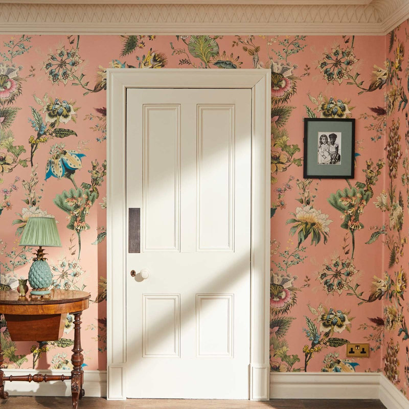 Flora Fantasia 9.84" L x 70.87" W Wallpaper Roll, Bisque Pink