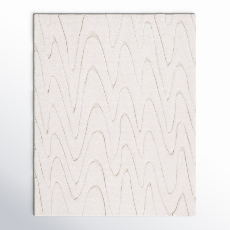 Martinique Solid Color Handmade Flatweave Wool/Cotton Area Rug in Ivory/Beige, Rectangle 8' x 10'