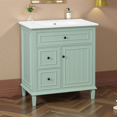 Meuble-lavabo 30 po avec lavabo, meuble-lavabo avec un tiroir rabattable et deux tiroirs