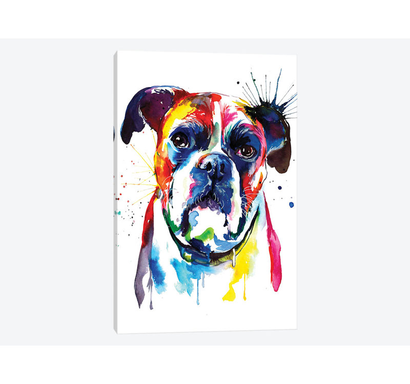 « boxer », impression sur toile, H 12 po x l 8 po x P 0,75 po, Pas de tapis, Toile tendue