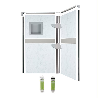 Bella CORE 2 Wall Tub and Shower Surround with Katrina Design Strip up to 48Dx48Wx102H