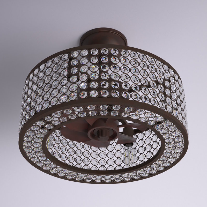 Ventilateur de plafond en cristal à 8 pales 18 "avec télécommande et ensemble d'éclairage Windermere, Bronze