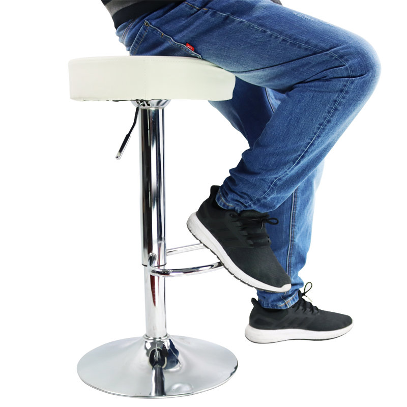 Aavi Swivel Upholstered Adjustable Height Counter Stool, White