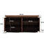 Buffet brun à 4 portes avec tablettes à plusieurs niveaux, portes pliantes et finition texturée pour le couloir du salon, rangement moderne à double usage de 58,3 po de largeur, esthétique contemporaine