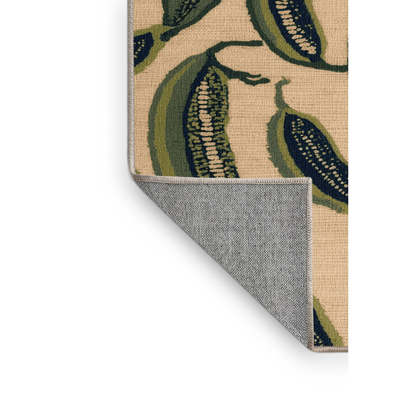 Washable Winged Beans Vegetables Area Rug, Round 3'