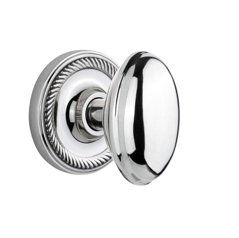 Rope Rosette with Homestead Door Knob, Bright Chrome, 2-3/8”