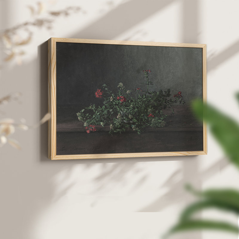 Motif floral rétro - Cxxiii - reproduction encadrée, H 11 po x l 14 po, Naturel