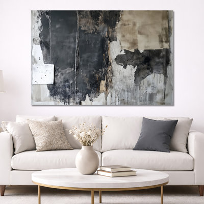 Grey Black Abstract Wall Art, Slab Collage Canvas, Jeff